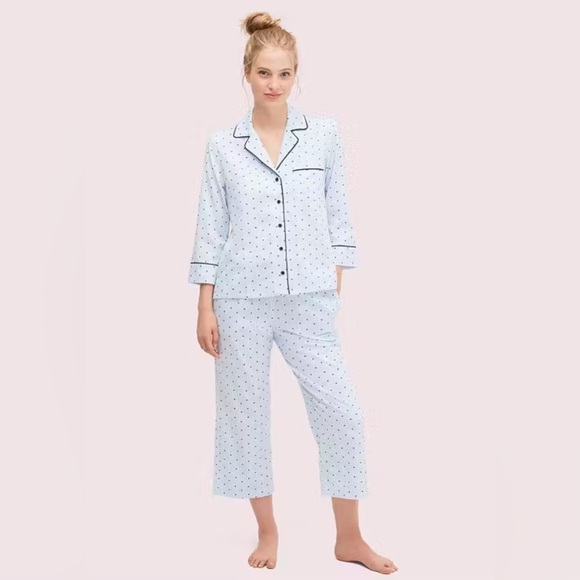 ♠️KATE SPADE NEW YORK 3/4 Sleeve Flannel 💙Pajama Top ONLY - Picture 2 of 9